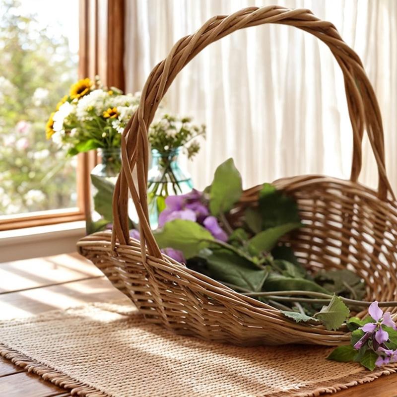 Modische Handgefertigte Weidenkörbe Tragbare Gesteckbehälter für Blumen Gartendekoration und Brautaccessoire