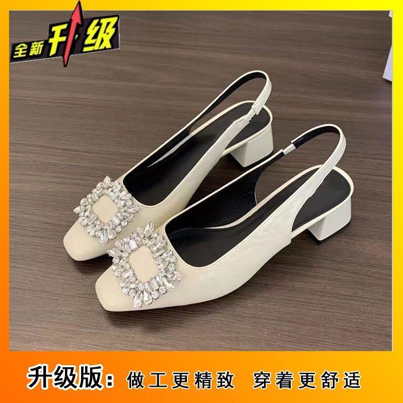 

Temperament Baotou Sandals Women s Spring and Summer 2025 New French Beautiful Thick Heel One-word Buckle Back Empty Single Shoes Women 40