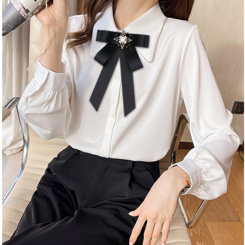 Black Fabric Bow Brooches For Women College Style Collar Flower Lapel Pins  Necktie  Jewelry Gifts