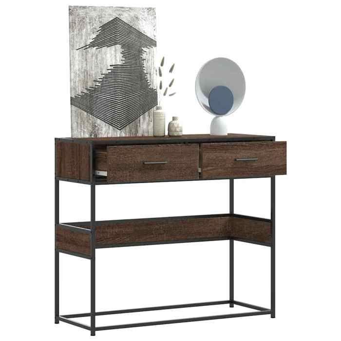 VidaXL Console Table Brown Oak 90x35x80 Cm Engineered Wood 849178