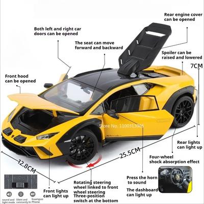 1:18 Lambor Huracan Sterrato Revuelto Cars Models Toys Light Sound Miniature Vehicles Slide Forward Sports Car Kids' Edutainment