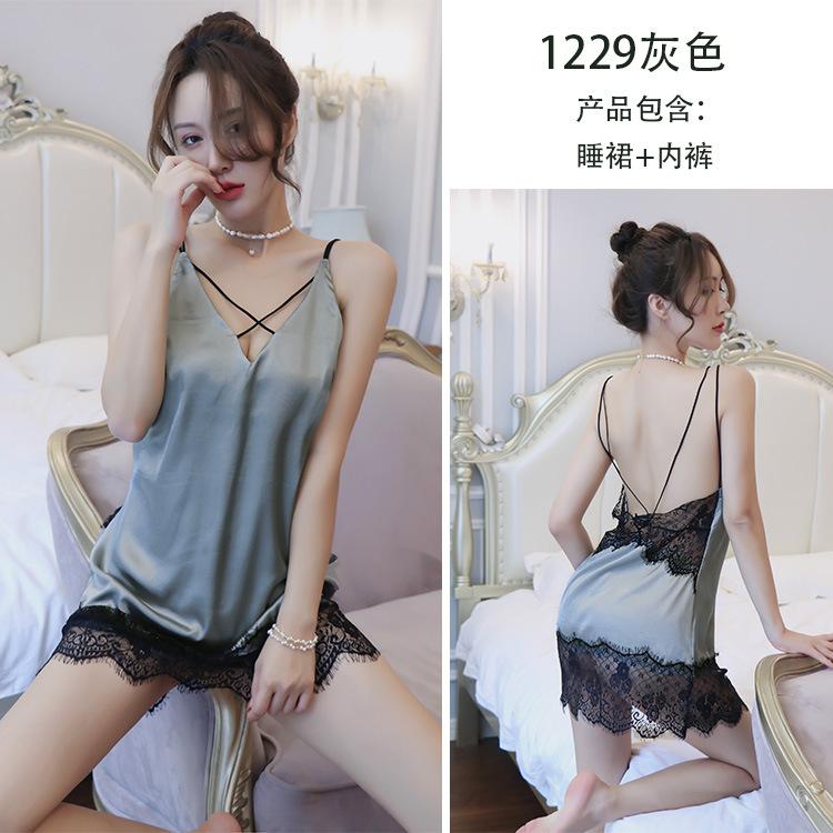 

Сексуальное белье сексуальная пижама соблазнение кружевной край подтяжки ночная рубашка халтер страсть костюм женщины One Size (80-62.5 kg)