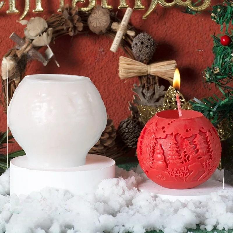 Christmas Ball Aroma Candle Mold DIY Reindeer Tree Scented Stone Molds New Holiday Craft Tools