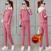 Thickened Fleece Loose Fit Embroidered Sportswear Set for Women Autumn Winter New Style Long Pants Outwear Two-Piece Suit
