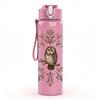 1PC Owl Autumn Leaf Wreath Print 750ml Color Plastic Sports Water Bottle Leakproof Flip Straw Lid Suitable for Sports Office Home Use