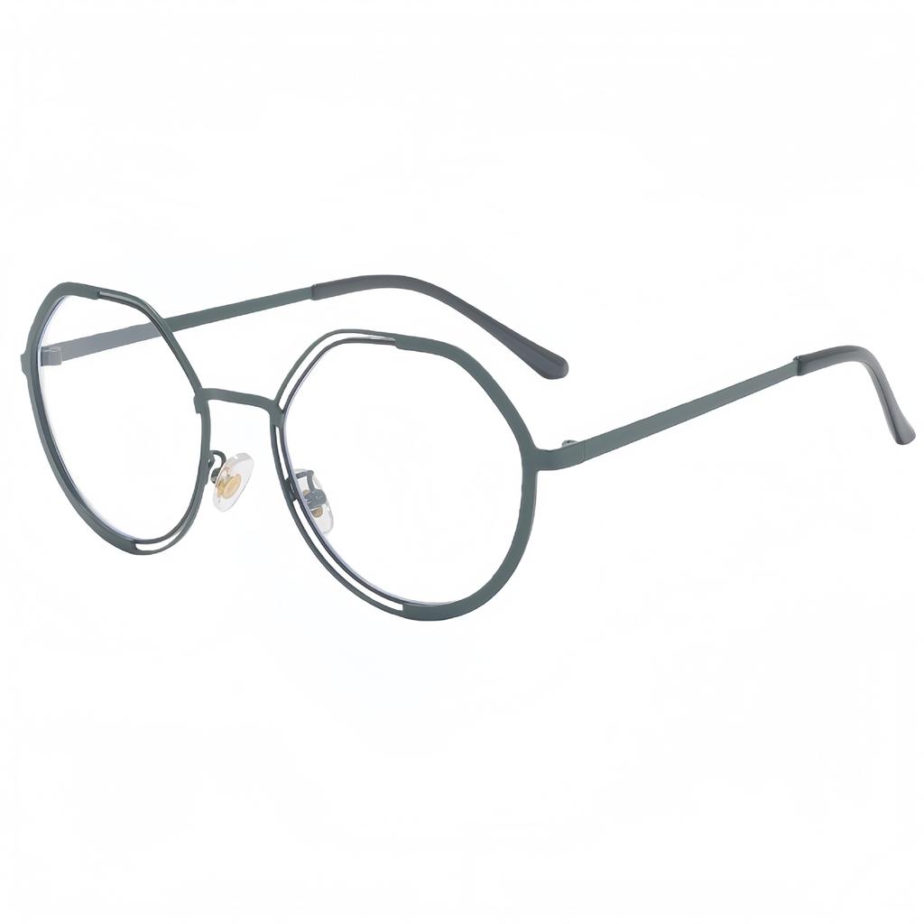 European and American new men's and women's ultra-light Internet celebrity round face polygonal glasses frame contrasting color anti-blue ligh
