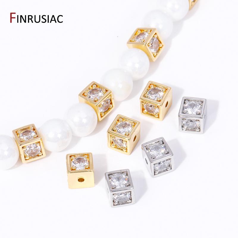 2/4Pcs 18K Gold Plated Brass Zircon Spacer Separator Beads Jewelry Making Supplies For DIY Bracelet Necklace Accessories