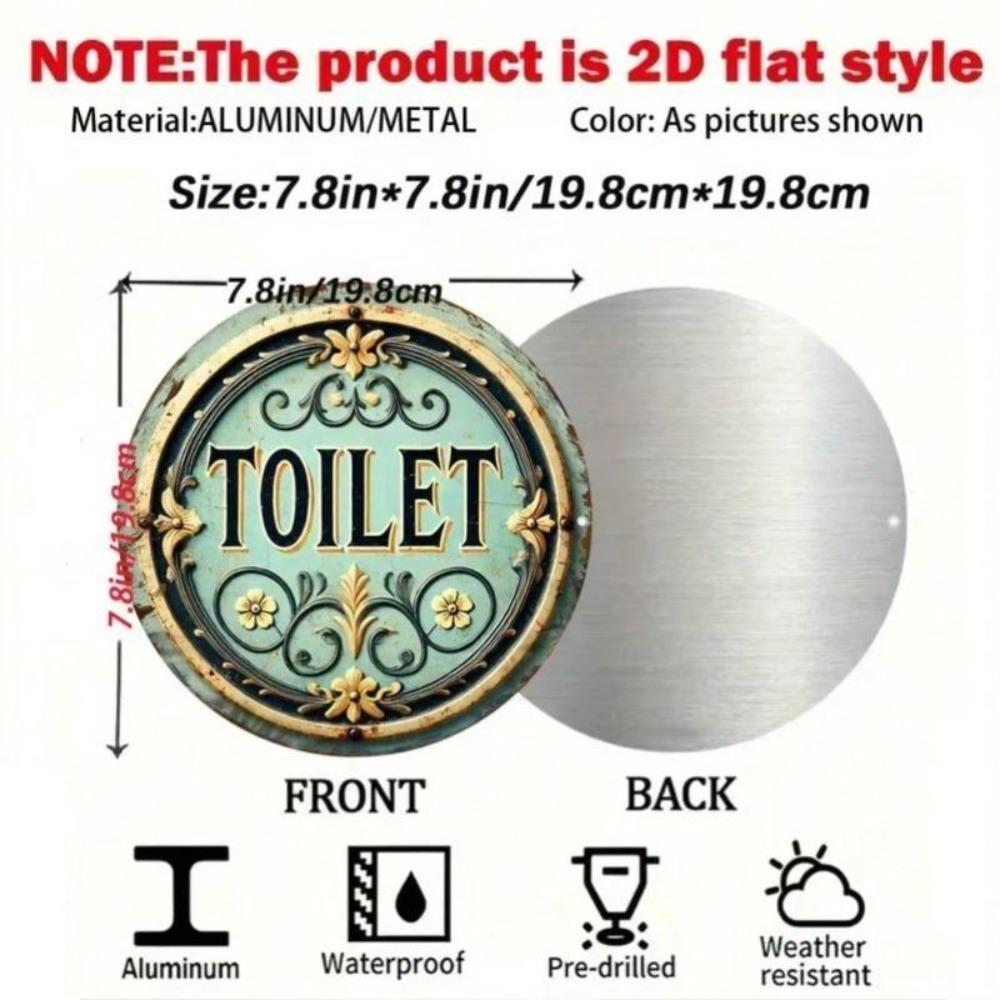 Retro Toalettskylt Metallväggkonst Guld Blå Grön Dekor