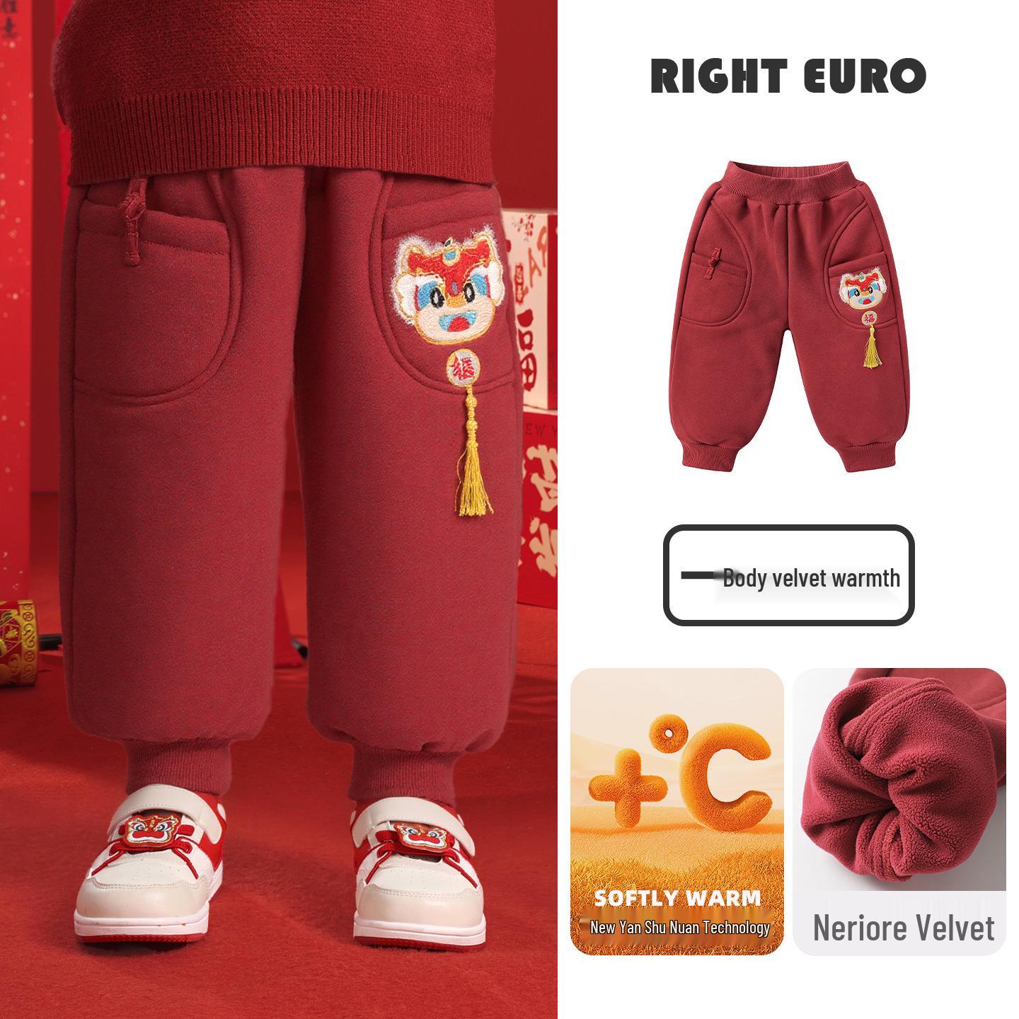 European Boys  Fleece-Lined Winter Sweatpants - Trendy New Year Style Children s Clothing 120cm