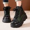 Fashion GKTINOO Genuine Leather Ankle Boots Round Toe Thick Soled Flat Platform Women's Shoes Autumn Winter Retro Handmade Short Boots