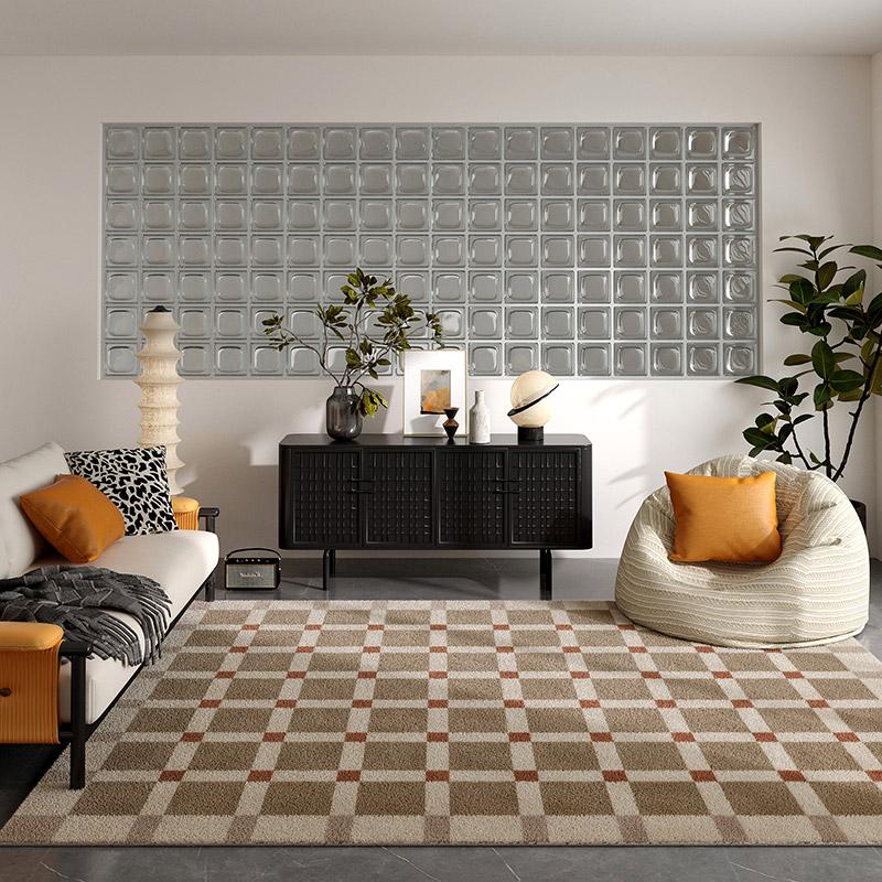 

Retro Plaid Fluffy Soft Rug Large Area Carpet Nordic Living Room Bedroom Home Decoration Plush Mat 80*120cm