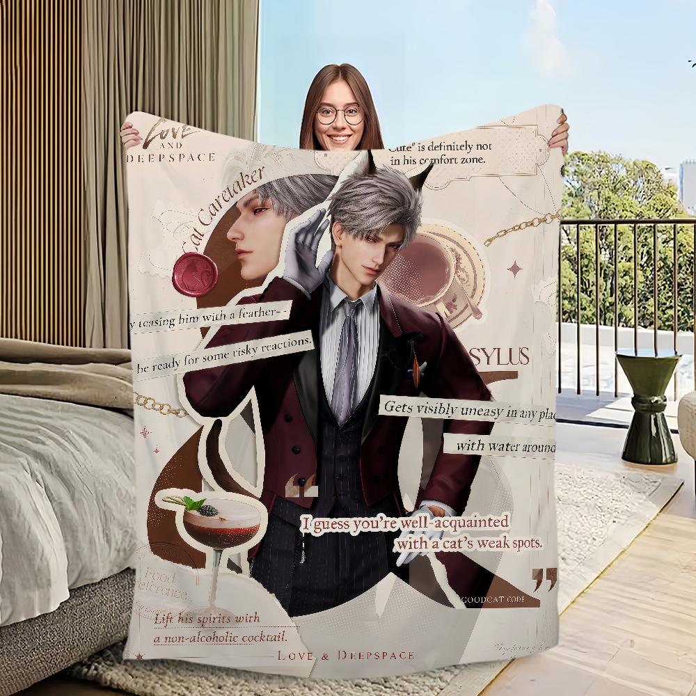 Love and Deepspace Sylus xavier Caleb Flannel warm comfort soft plush blanket for sofa living room office bedroom travel gift