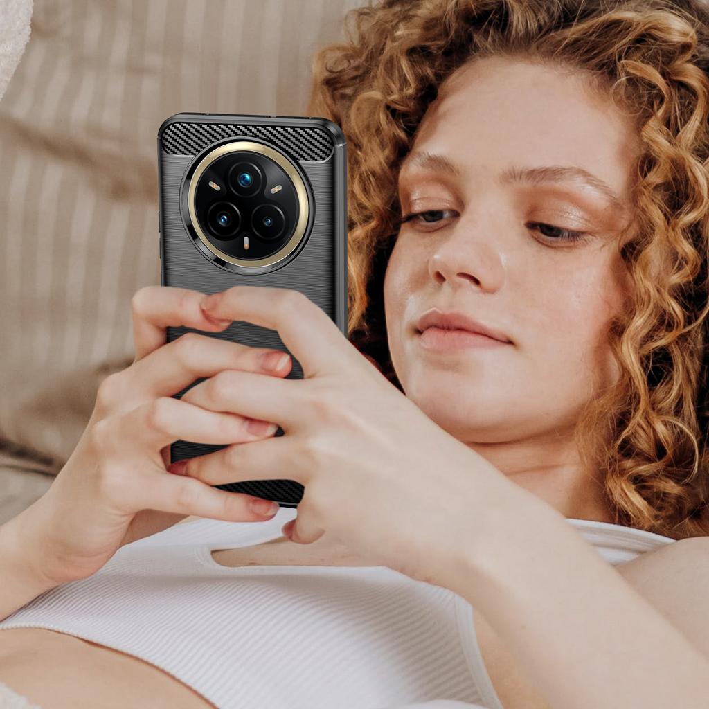 For Realme 14 Pro+ 5G Case Protective Phone Cover Carbon Fiber Texture Brushed