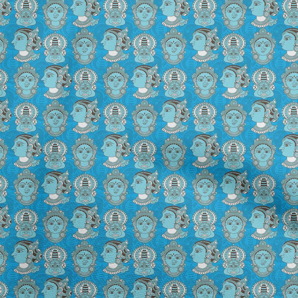 oneOone Cotton Flex Gamboge Yellow Fabric Kathakali Mask Sewing Craft Projects Fabric Prints By Yard 40 Inch