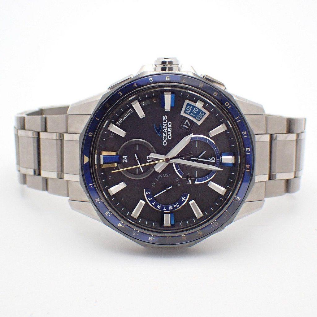 Used Casio Oceanus Bluetooth Equipped GPS Hybrid Radio Solar Men's Watch Titanium Black Dial OCW-G2000G-1AJF [Ioki Shouten]