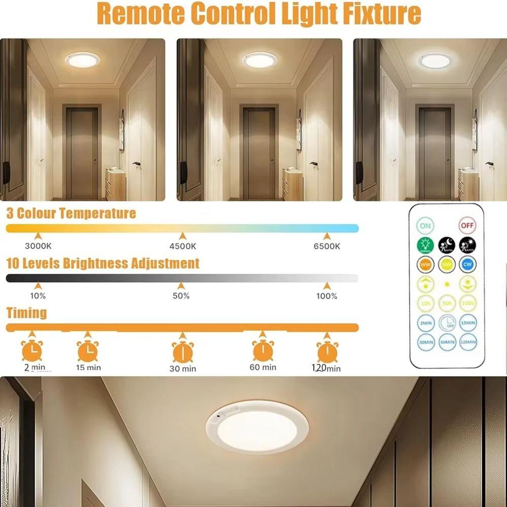 Magnetic Lamp Motion Sensor Ceiling Light Dimmable Closet Rechargeable LED Ceiling Light Auto On/Off Remote Control