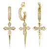 European & American Hip-Hop Style Zircon Cross Hoop Earrings - Fashion Trend for Men and Women