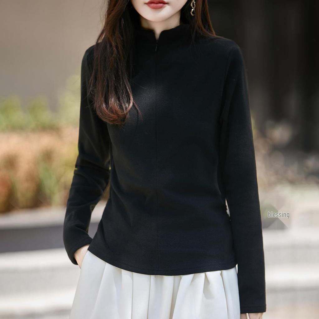 Soft & Cozy Women's Half-Zip Stand-Up Collar Sweatshirt - Warm, Long Sleeve, Loose Fit for Autumn/Winter