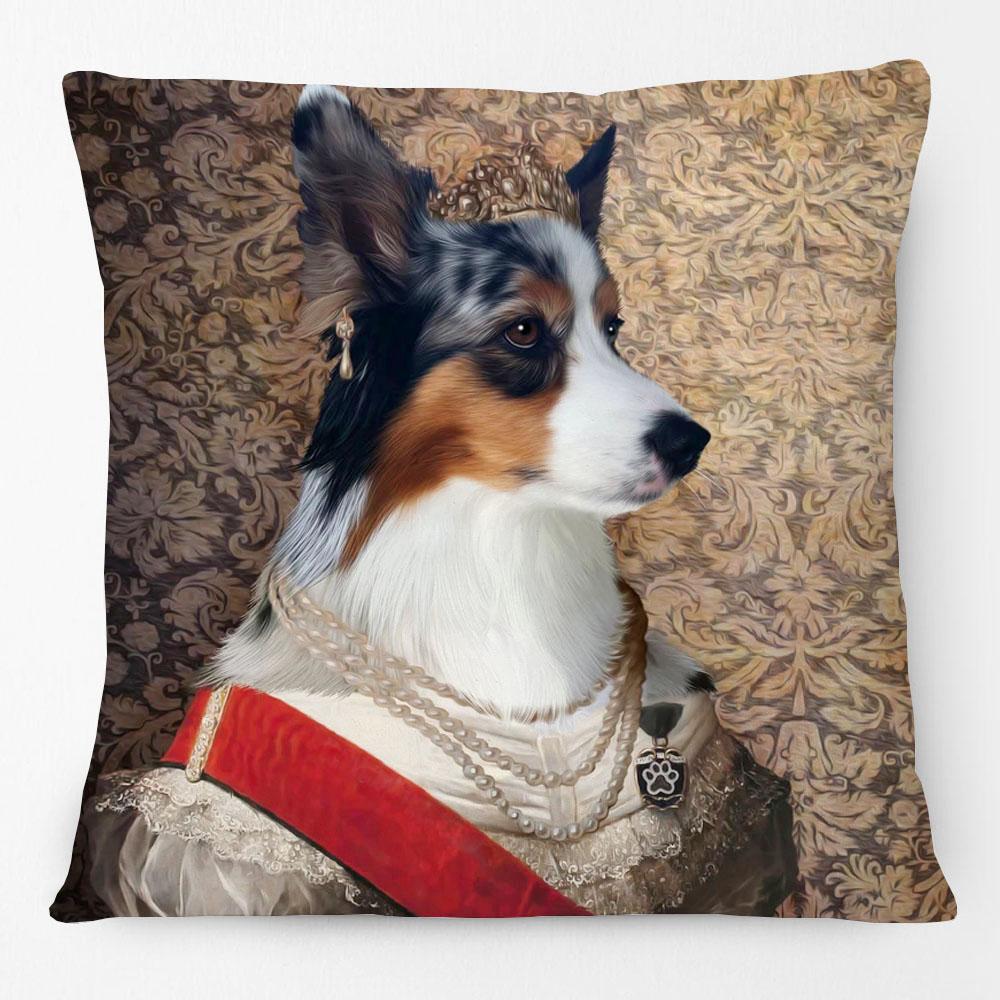 European Oil Painting Royal Court Cat Pug Dog With Costume Print Cushion Cover Pillow Case