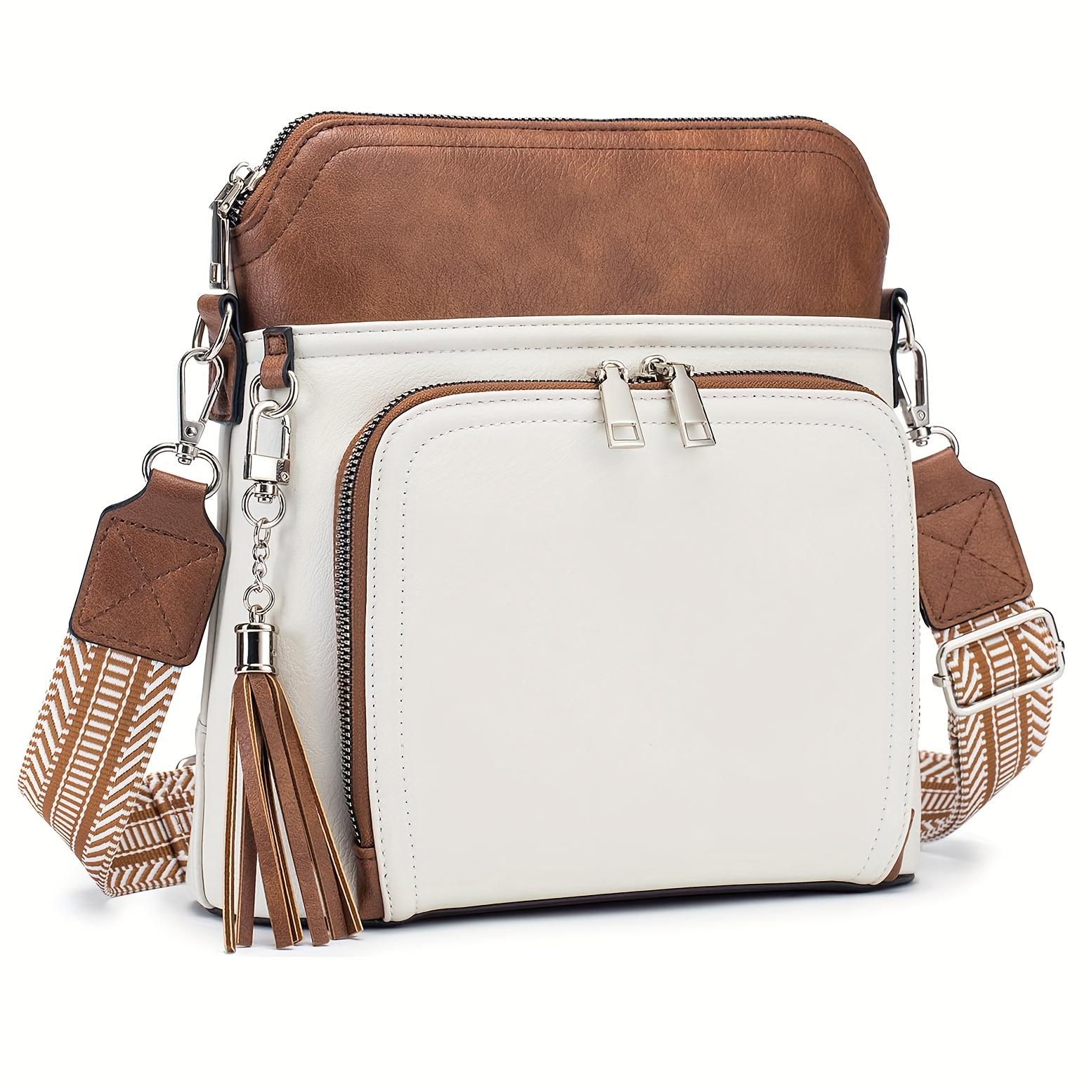 

Vintage Women Bag, Crossbody Bag with Printed Wide Strap, Ladies Shoulder Bag, Messenger Bag, Small Square Bag, Versatile Trendy Bag, Tassel Bag