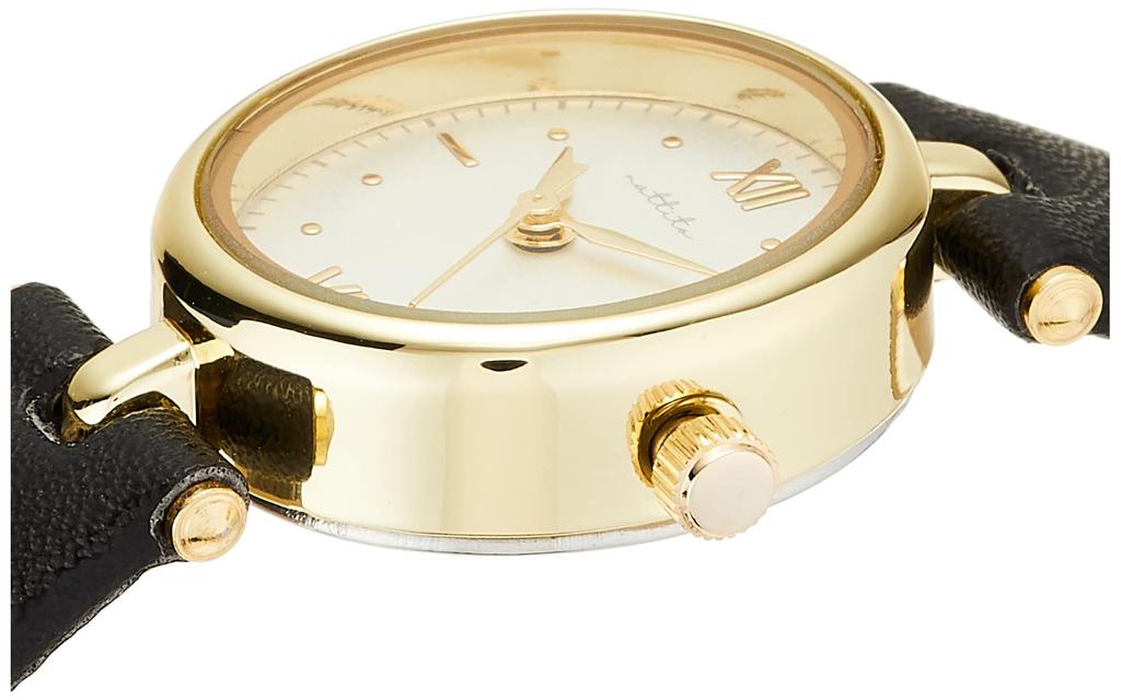Fieldwork Analog Ellipse Watch with Gold Leather Black JN003-5 Women's Strap,