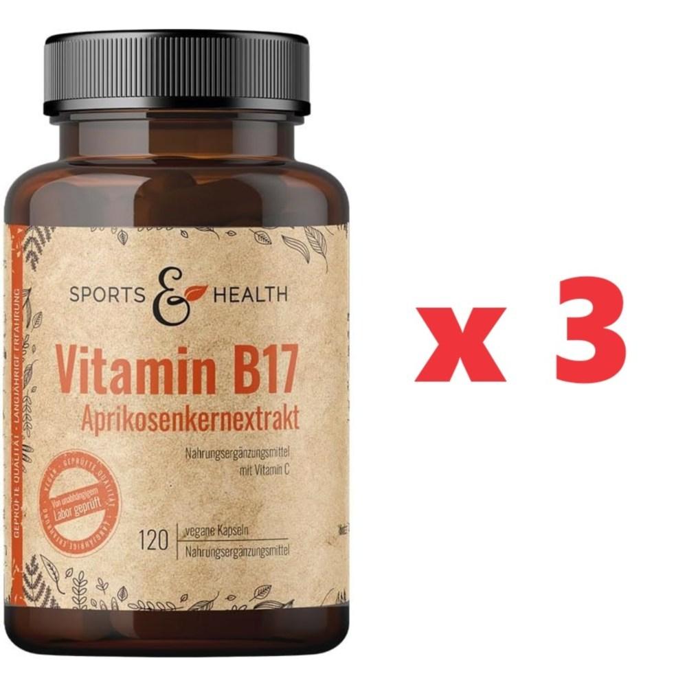 Sports Health & Apricot Seed Vitamin B17 Amygdalin 120 Capsules 3 pcs