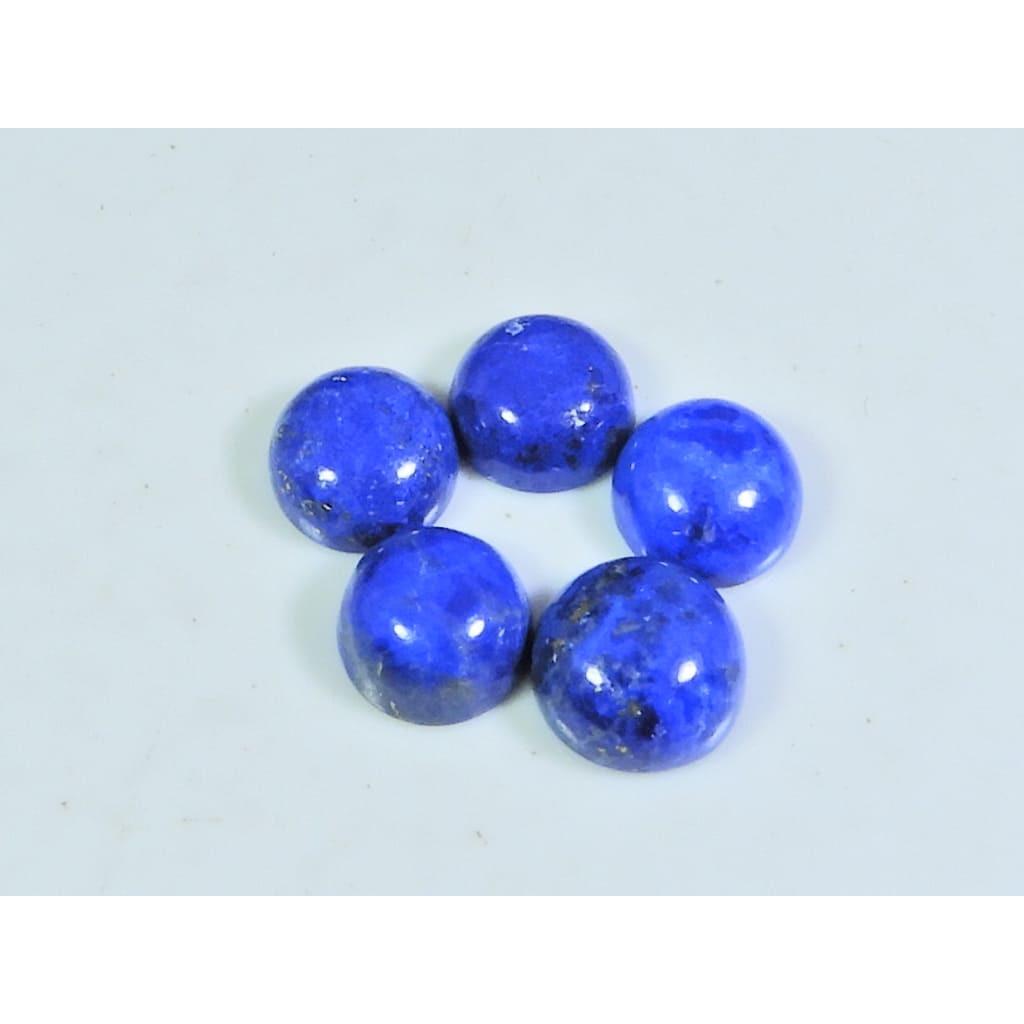 9 MM Natural Lapis Lazuli Round Cabochon Loose Gemstone 5Pcs Lot 15Cts. A-477