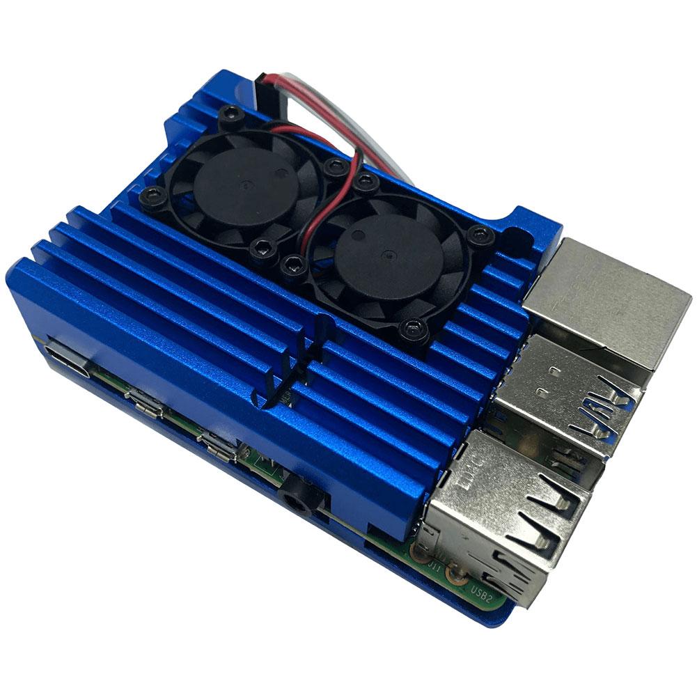 For Raspberry Pi 4 Model B Aluminum Alloy Case Shell Enclosure with Cooling Fan with Silicone Thermal Pads Metal Housing