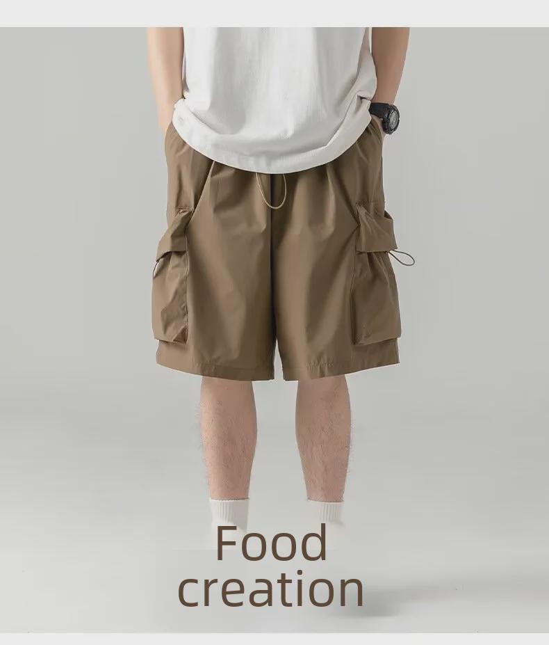 Short de travail japonais léger pour homme - Coupe ample et décontractée, idéale pour l'été, avec grandes poches