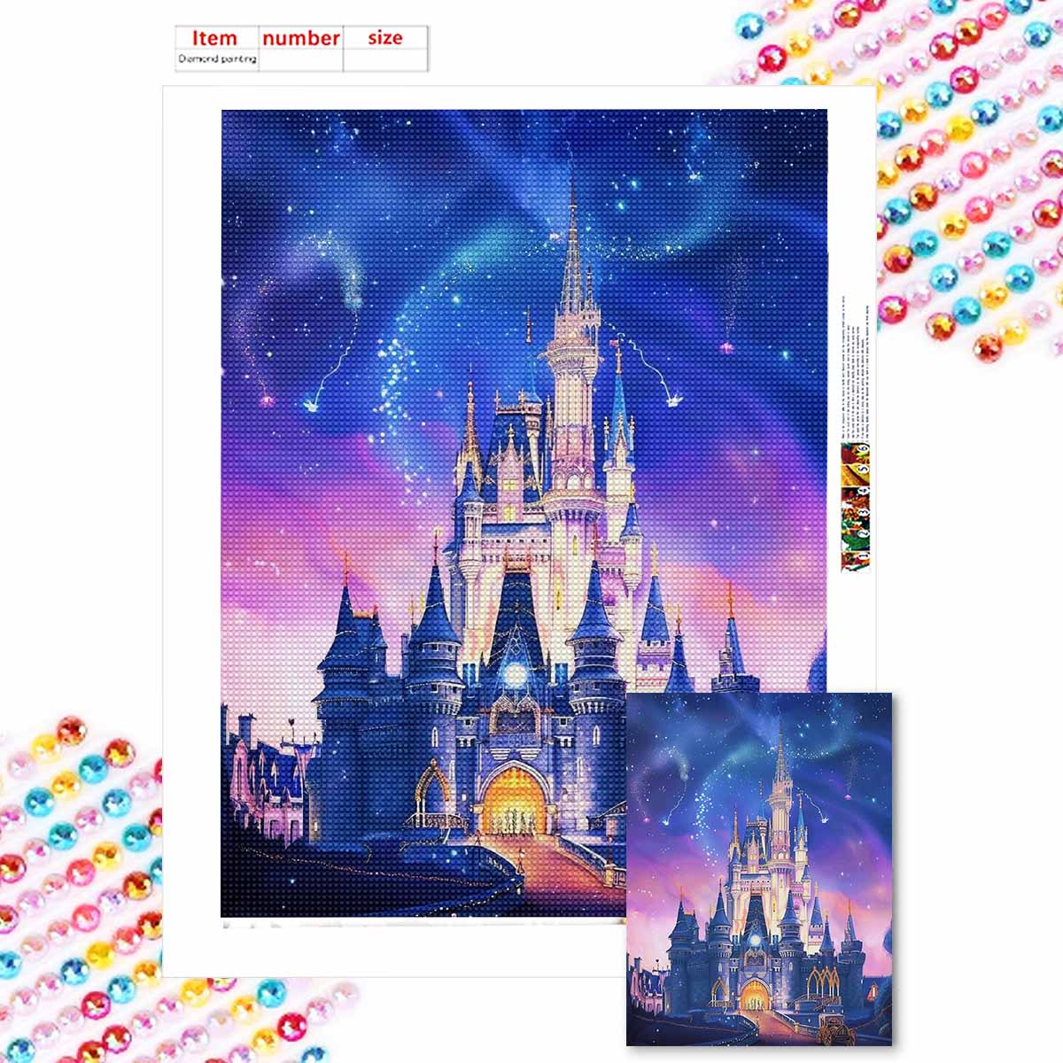 

Алмазная живопись своими руками Великолепный замок Набор для вышивания крестом Мозаичное искусство Алмазная живопись Полная выкладка Алмазное украшение для дома Round 20x30cm
