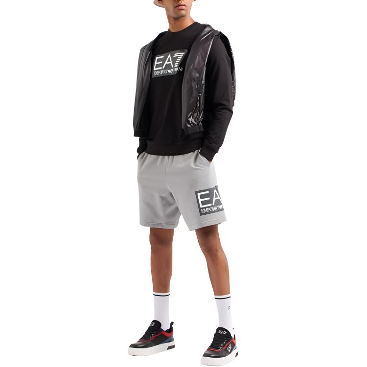Emporio Armani EA7 SS24 Letter Print Crew Neck Long Sleeve Sweatshirt Men Sweatshirt Black 3DPM60-PJ05Z-1200