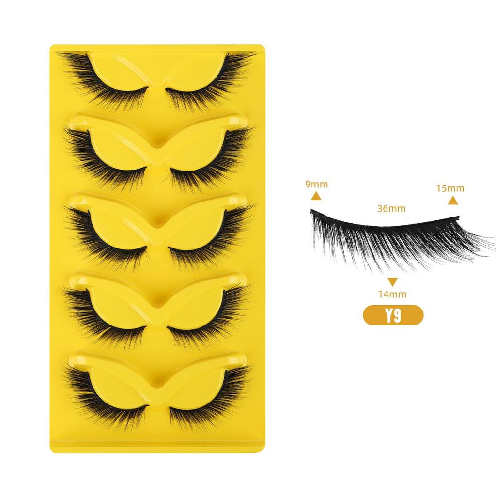Five-Pair Set of Thick, Curly, 3D Fox-Eye Cat-Eye False Eyelashes