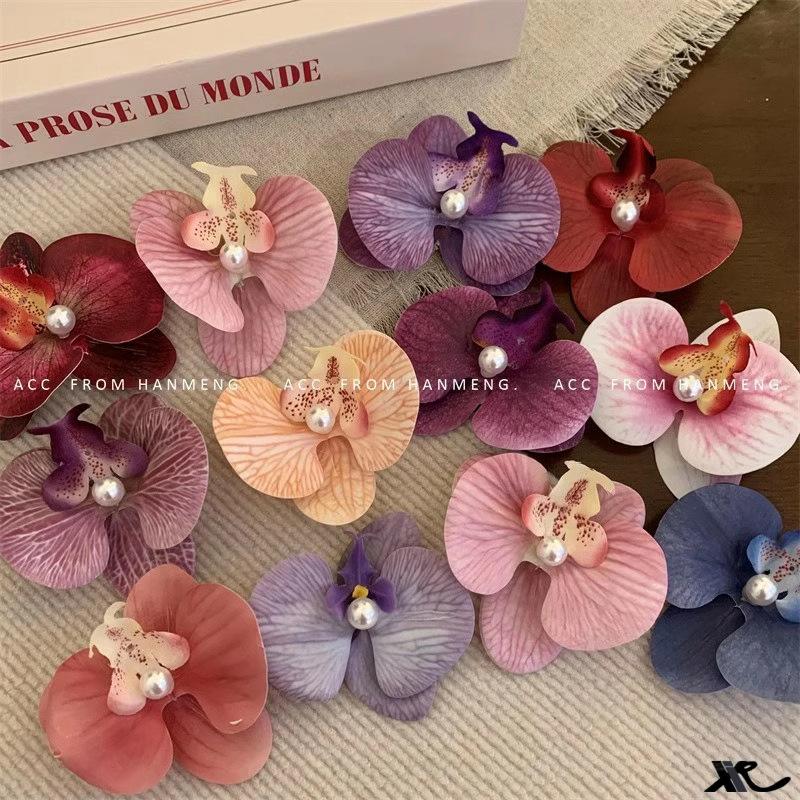 1Pcs Phalaenopsis Pearl Hair Clip Orchid Butterfly Hair Clip Duckbill Clip Summer Holiday Hair Accessories Bow Flower Hair Clips