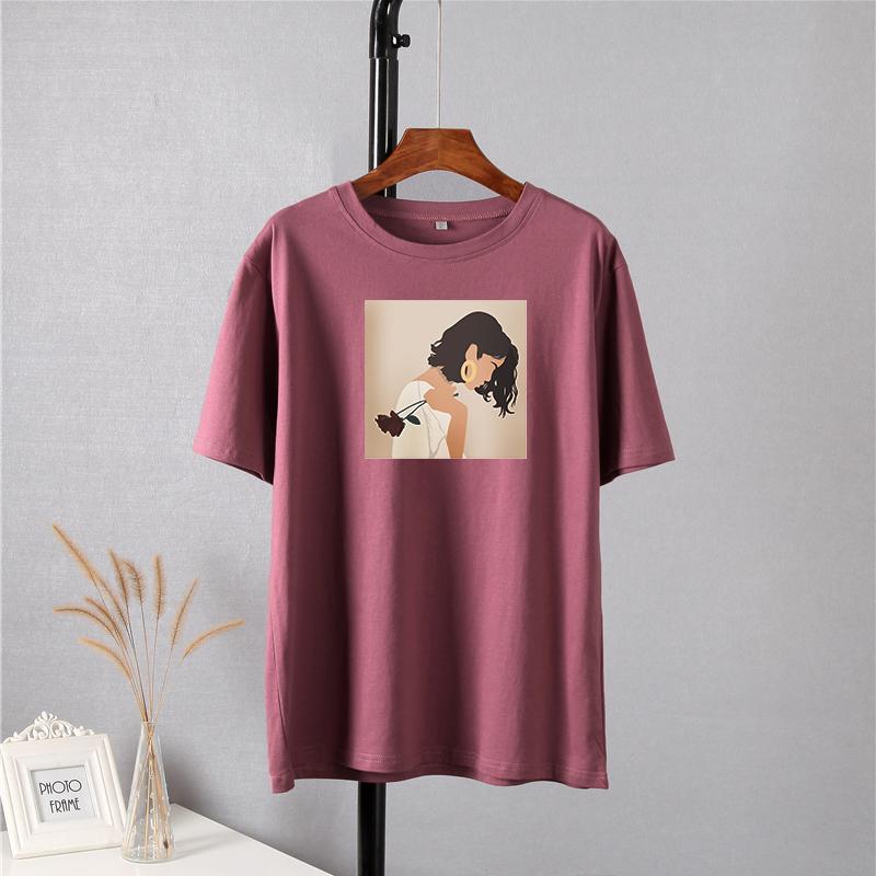 Hirsionsan Aesthetic Cartoon Printed T Shirt Women Summer Loose Casual Clothes Ladies Elegant Harajuku Graphic Tees Cotton Female Tops