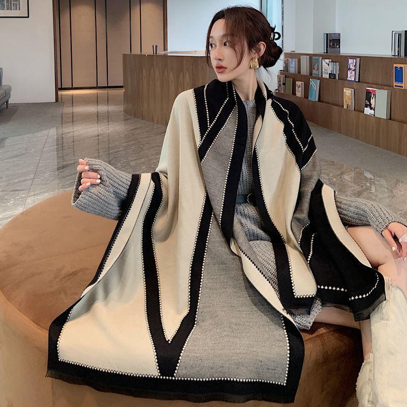 Imitation Cashmere Scarf for Women Long Style Wide Shawl Temperament Versatile and Fashionable Women's Scarf