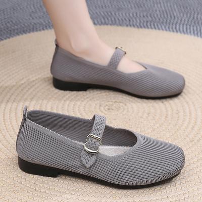 Shoes Women's Casual Fashion Spring and Autumn Women's Single Shoes Fly-woven Breathable Soft Sole One Pedal Shallow Mouth Flat Bottom Women's Shoes