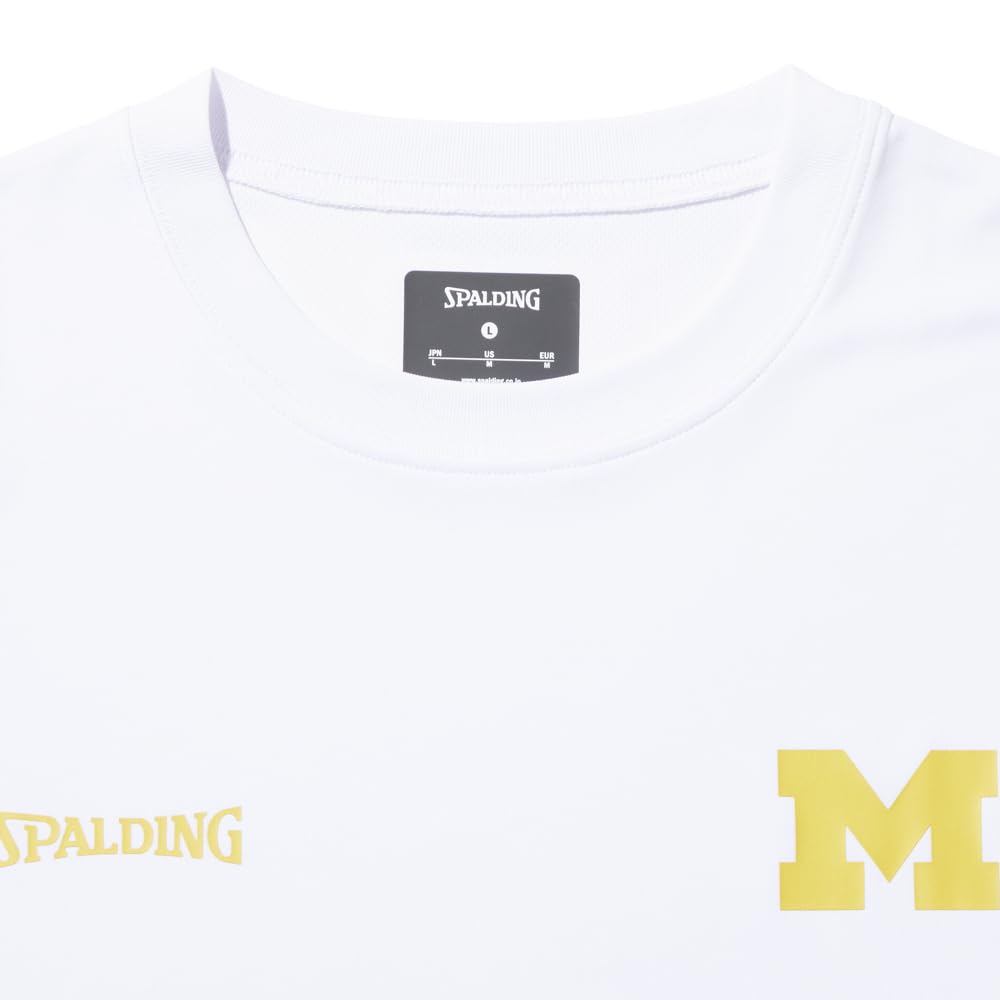 SPALDING Tričko s dlouhým rukávem s logem M Michigan, zaoblený lem, bílé, XXL, SMT24124M