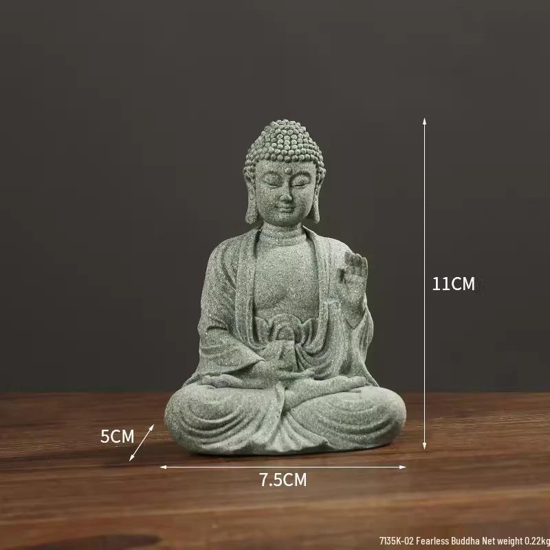 Qing Sha Shi Zen Kuzey Wei Budist Heykeli: Bonsai veya Mikro Peyzaj için Yaratıcı Taş Oymalı Süs.