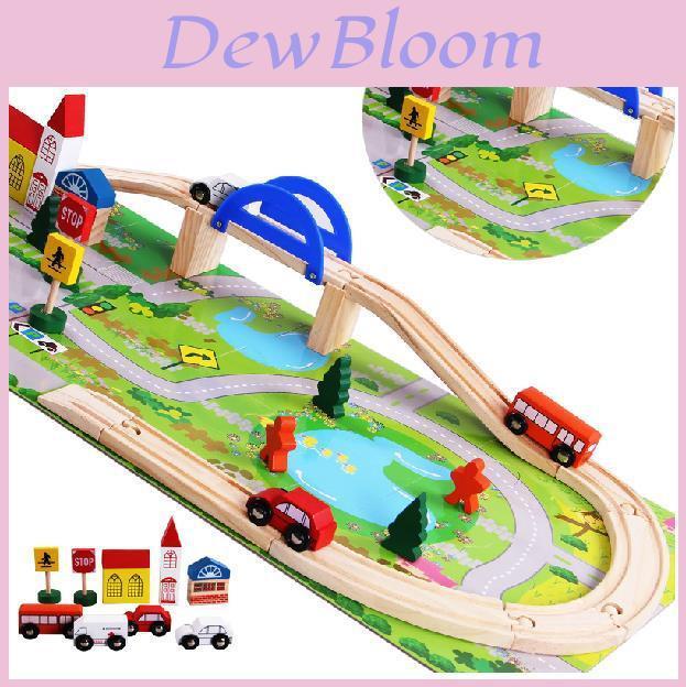 Wooden City Transit Track Building Blocks For Kids Diy Creative Play Set