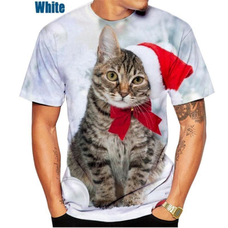 Weihnachtskatze Frohe Weihnachten!!! Männer/Frauen Weihnachten 3D T-shirt Unisex Persönlichkeit Kurzarm Tops