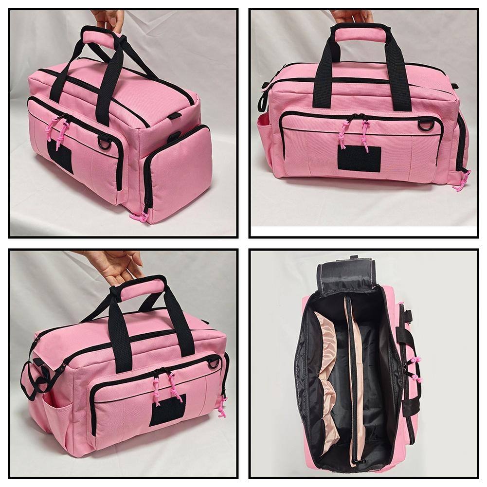 Pink Tool Bag 40 Cm Length Polyester Material with Multiple Compartments for Electric Drill Wrenches Screwdrivers Pliers