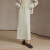 ELLE Ruffle Trim Drawstring Linen Blend Midi Skirt