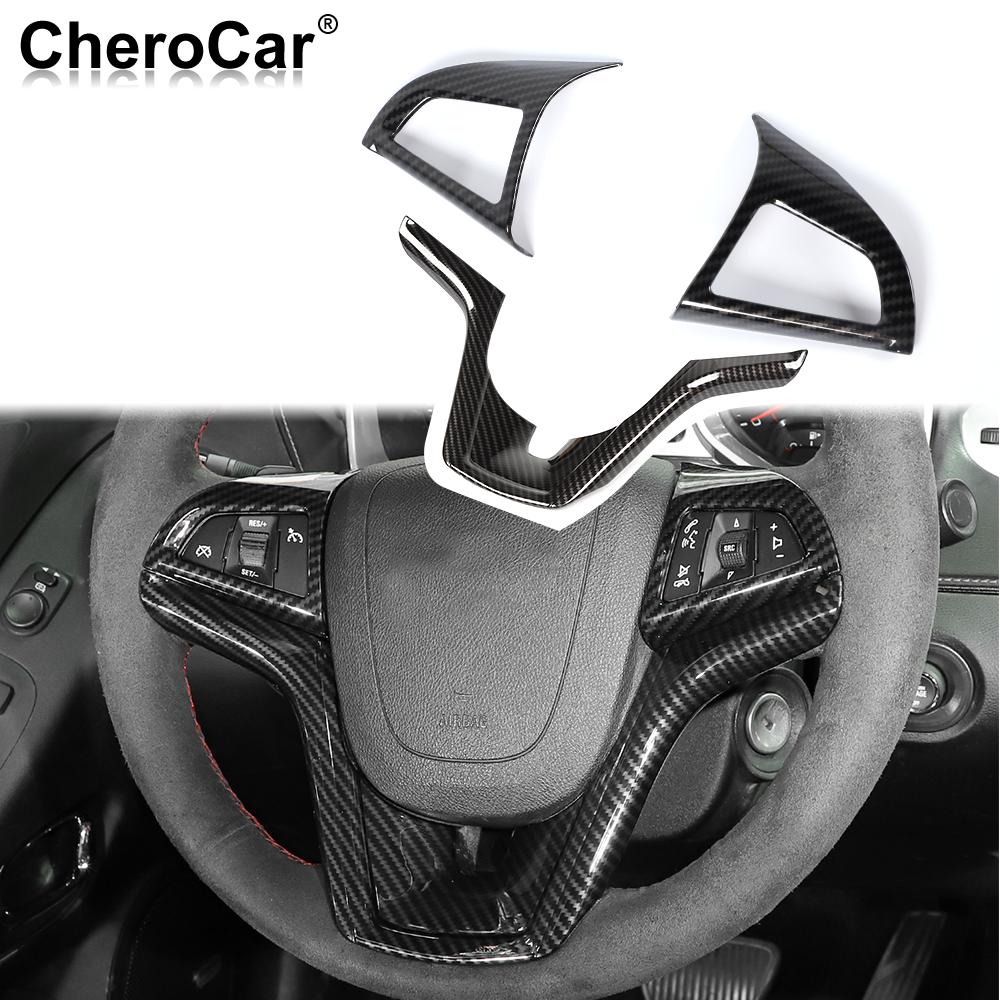 Carbon Fiber Steering Wheel Cover Interior Trim For Chevrolet Camaro 2012-2015