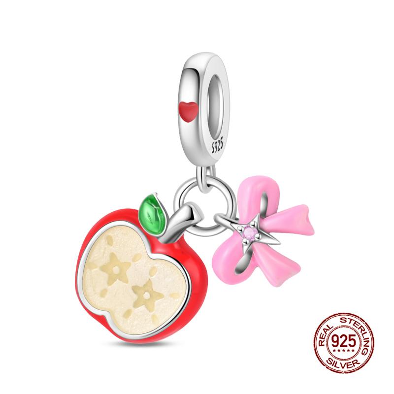 New In Charms Copper Lucky Red And Green Apple Charms Beads Fits Women 3Mm Original Bracelet Necklace Diy Fine Jewelry Gifts