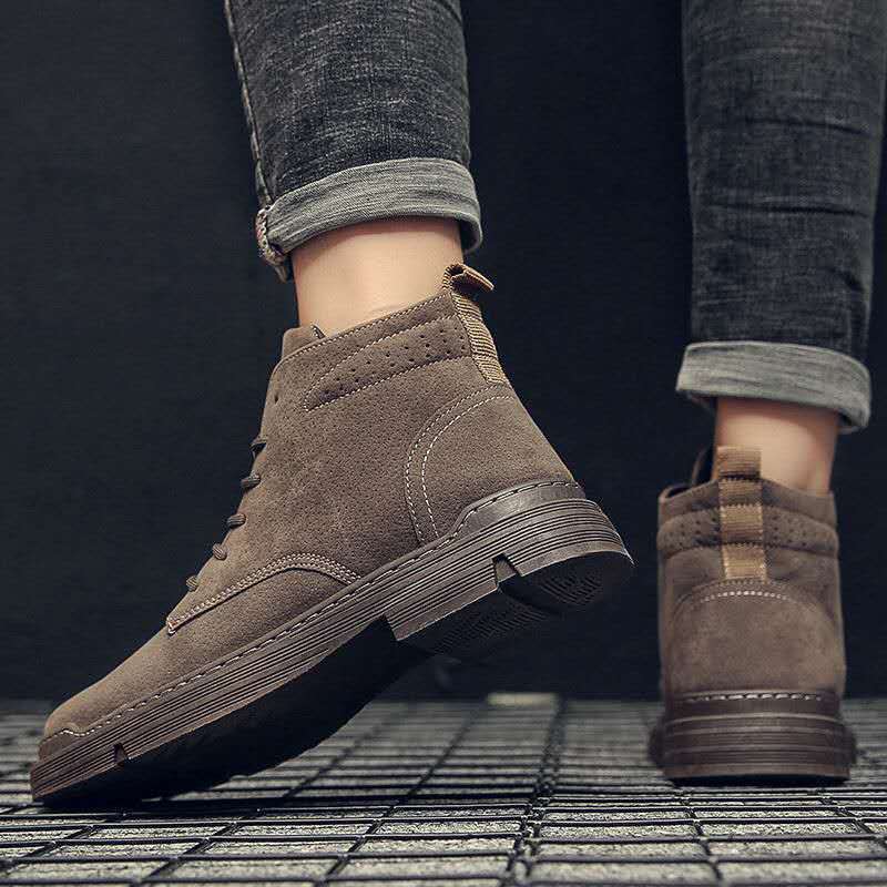 Spring And Autumn New High Quality Leather Boots Male Casual Motorcycle Ankle Boots For Men Lace -Up Basic Tooling Shoes Man