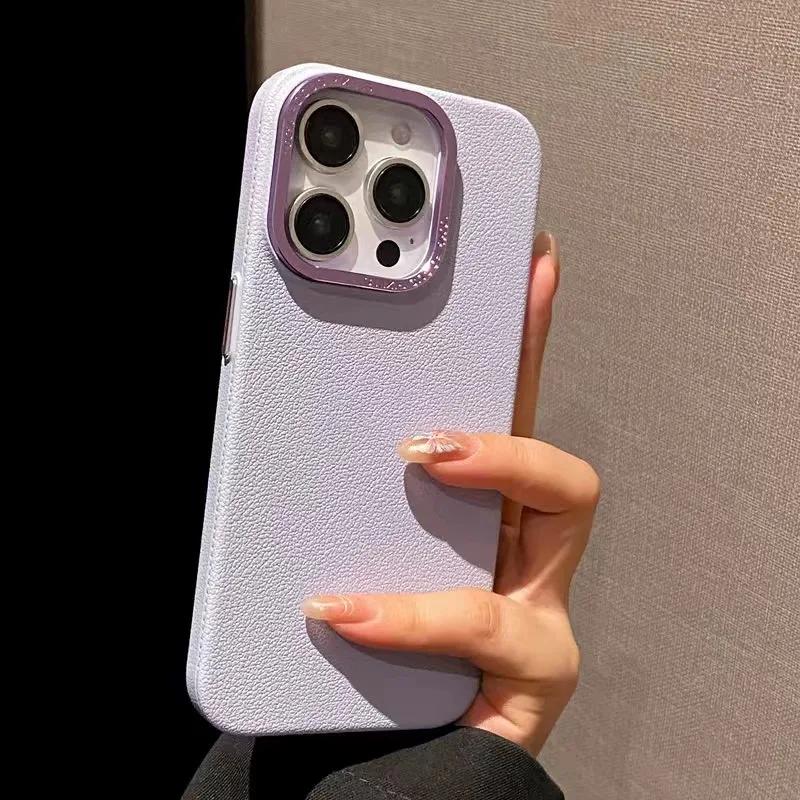 Luxury Matte Soft Leather Candy Phone Case For iPhone 15 14 Plus 13 12 11 Pro Max Lens Protection Shockproof Silicone Cover