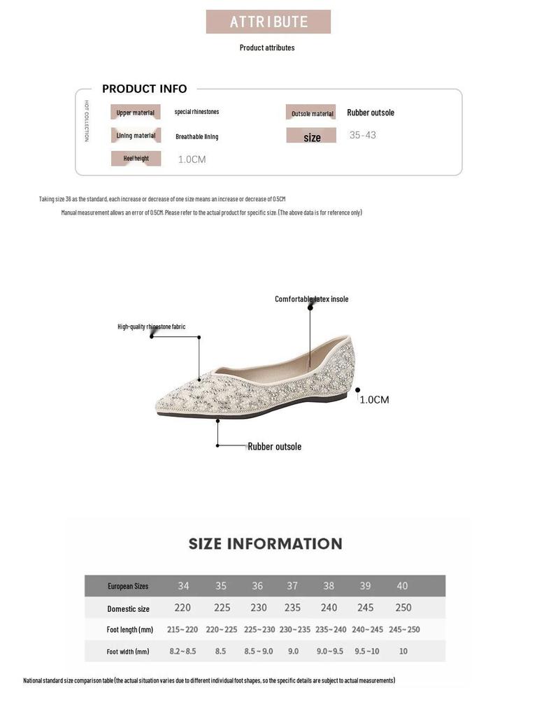 Weiwei Women's Rhinestone Pointed Toe Flats - Low Heel Slip-on Loafers with Soft Sole