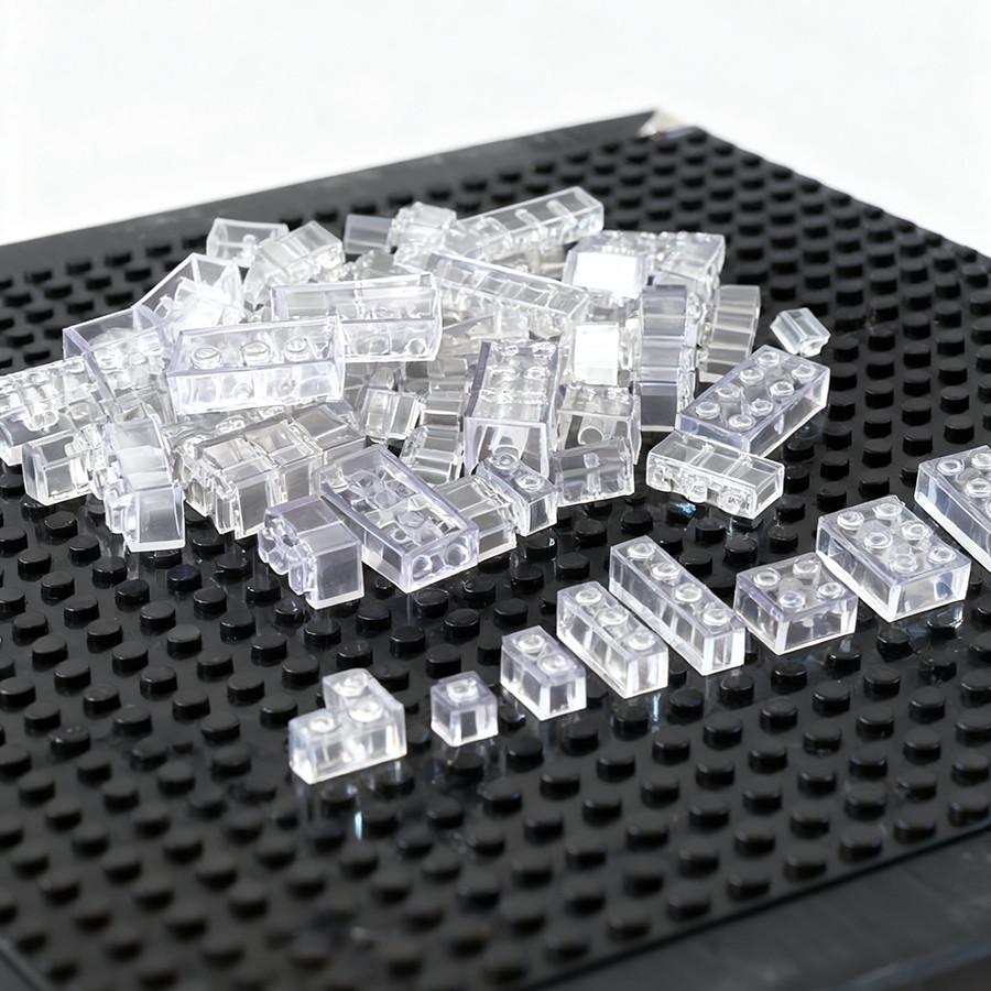 Non-Toxic 110 Pcs Small Particles Mix Bricks Transparent Clear White Thick Brick Model Classic Bulk Parts Building Blocks Gifts Toys For C