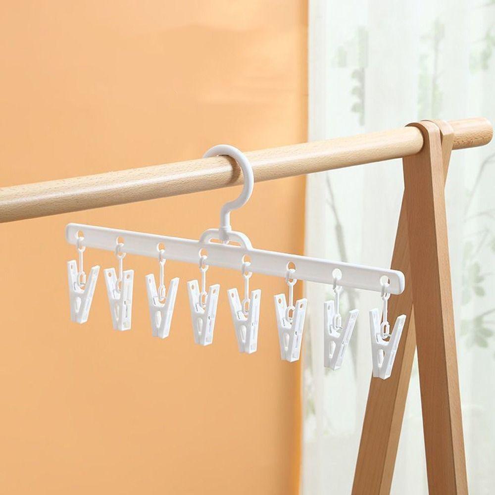5pcs Non-Slip Socks Drying Rack 8 Clips Clothes Drying Hanger Storage Organiser  Dormitory