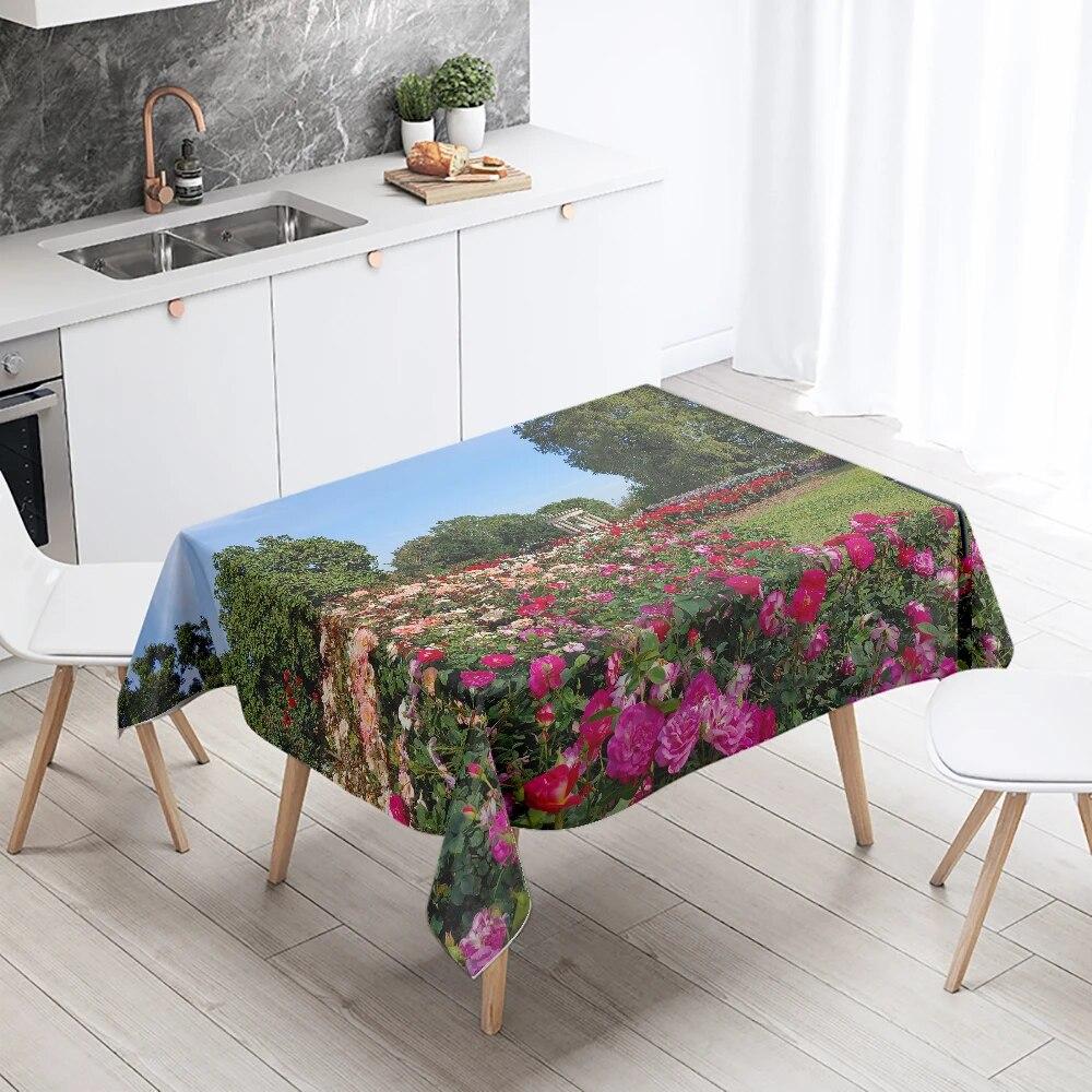 Landscape Printing Tablecloth Camping  Stain Resistant Waterproof Restaurant Table Decoration Kitchen Home
